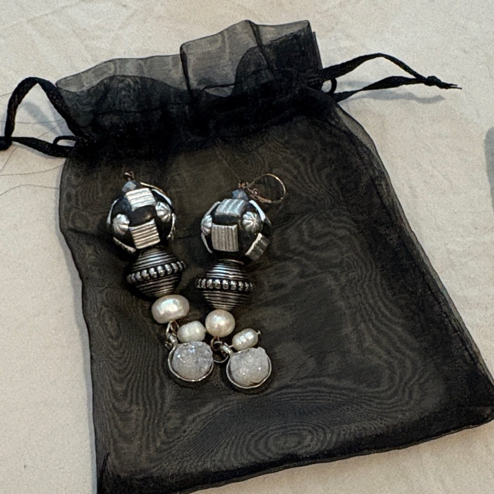 Elegant Silver and Pearl Drop Earrings